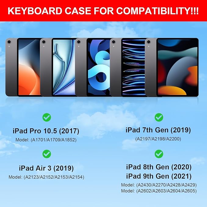 for iPad 9th Generation Case with Keyboard,Magic Style Keyboard Case for iPad 9th/8th/7th Gen 10.2 inch - Floating Cantilever Magnetic Stand Multi-Touch Trackpad (Sky Blue)