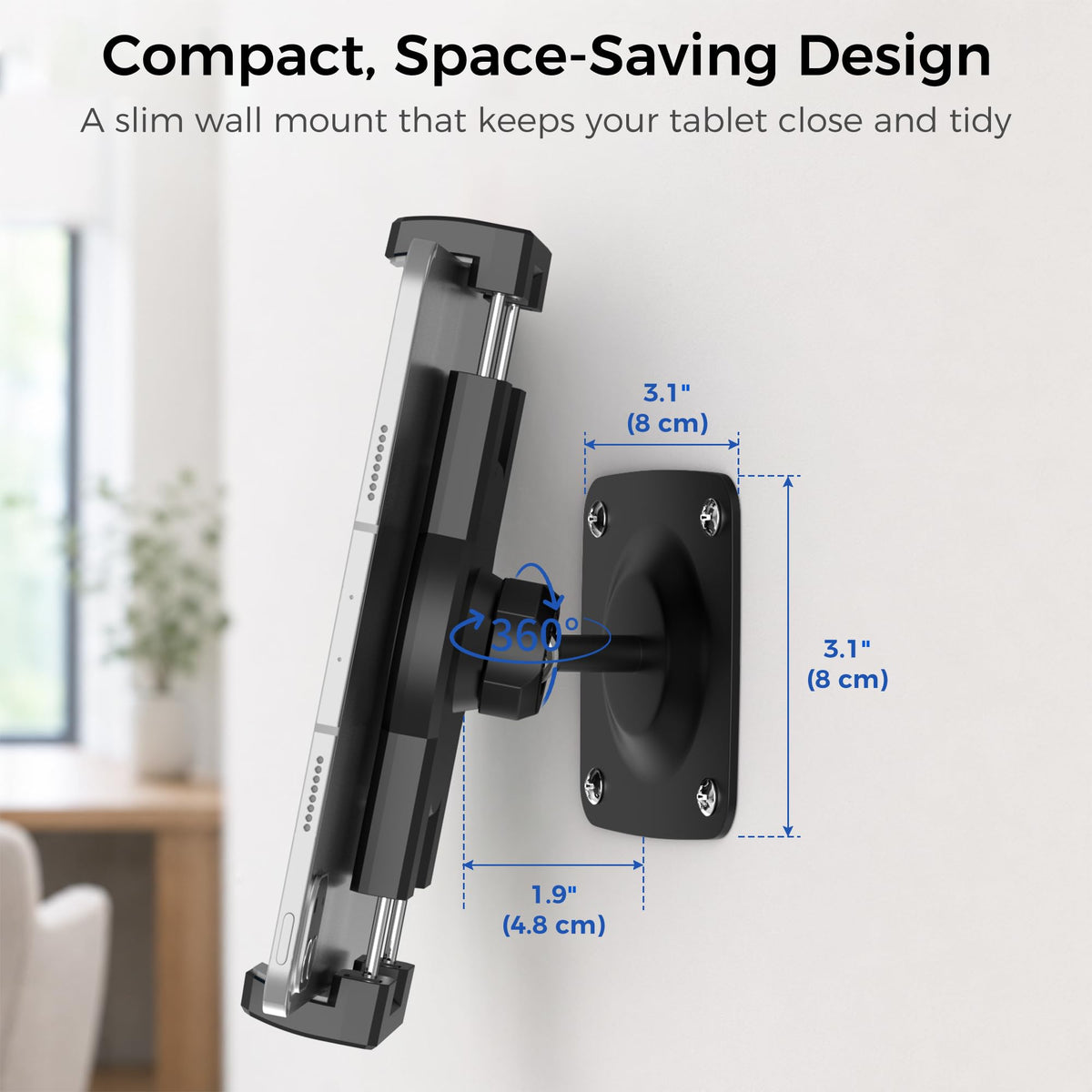Keuvirya iPad Wall Mount, Universal 360° Rotating Tablet Wall Mount Holder