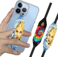 Phone Grip Strap - Pack of 2 Reversible Finger Holder for Phone, Customizable Anti-Slip Design, Wireless Charging Compatible Detachable Holder for iPhone - Moon Sun & Psychedelic Turtle