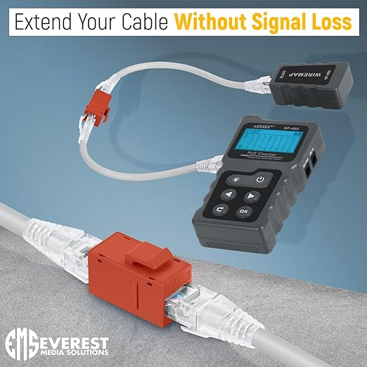 Everest 6-Pack Cat6 RJ45 Keystone Couplers - Female to Female - Orange - Cat 6 Ethernet Cable Extender