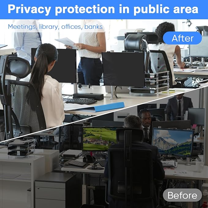 Magnetic 23.8 Inch Computer Screen Privacy Shield, Privacy Screen Filter for Frameless Monitor Widescreen 16:9 Aspect Ratio, Blue Light Protector, Anti-Spy & Anti-Scratch