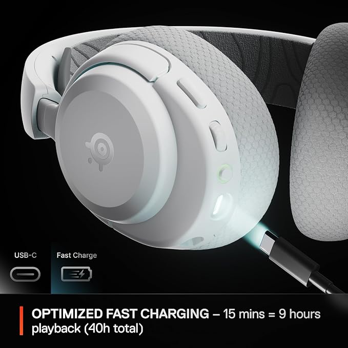SteelSeries Arctis Nova 3P Wireless Multi-Platform Gaming Headset — Mobile App Control — 40 HR Battery — Neodymium Magnetic Drivers — 2.4GHz/Bluetooth — PS5, PS4, PC, Switch, Mobile — White