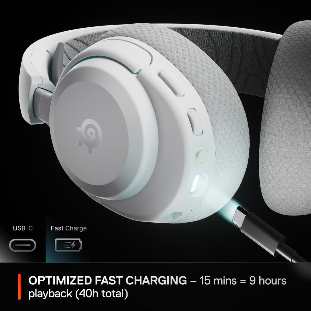 SteelSeries Arctis Nova 3P Wireless Multi-Platform Gaming Headset — Mobile App Control — 40 HR Battery — Neodymium Magnetic Drivers — 2.4GHz/Bluetooth — PS5, PS4, PC, Switch, Mobile — White