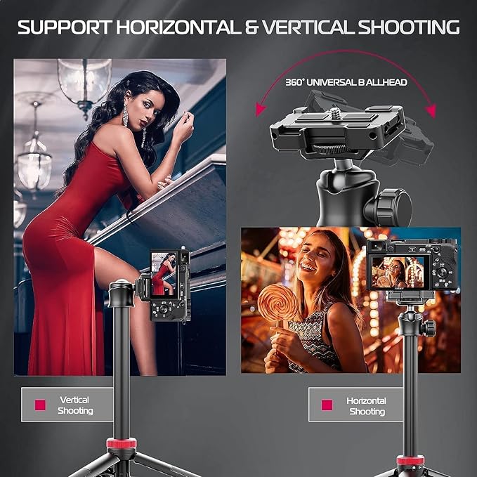 ULANZI MT-44 Extendable Phone Tripod, 59" Selfie Stick Vlog Stand with 2 in 1 Phone Clip, 360° Ball Head Camera Tripod for iPhone Sony Canon DJI Osmo Action Camera, Lightweight for Travel
