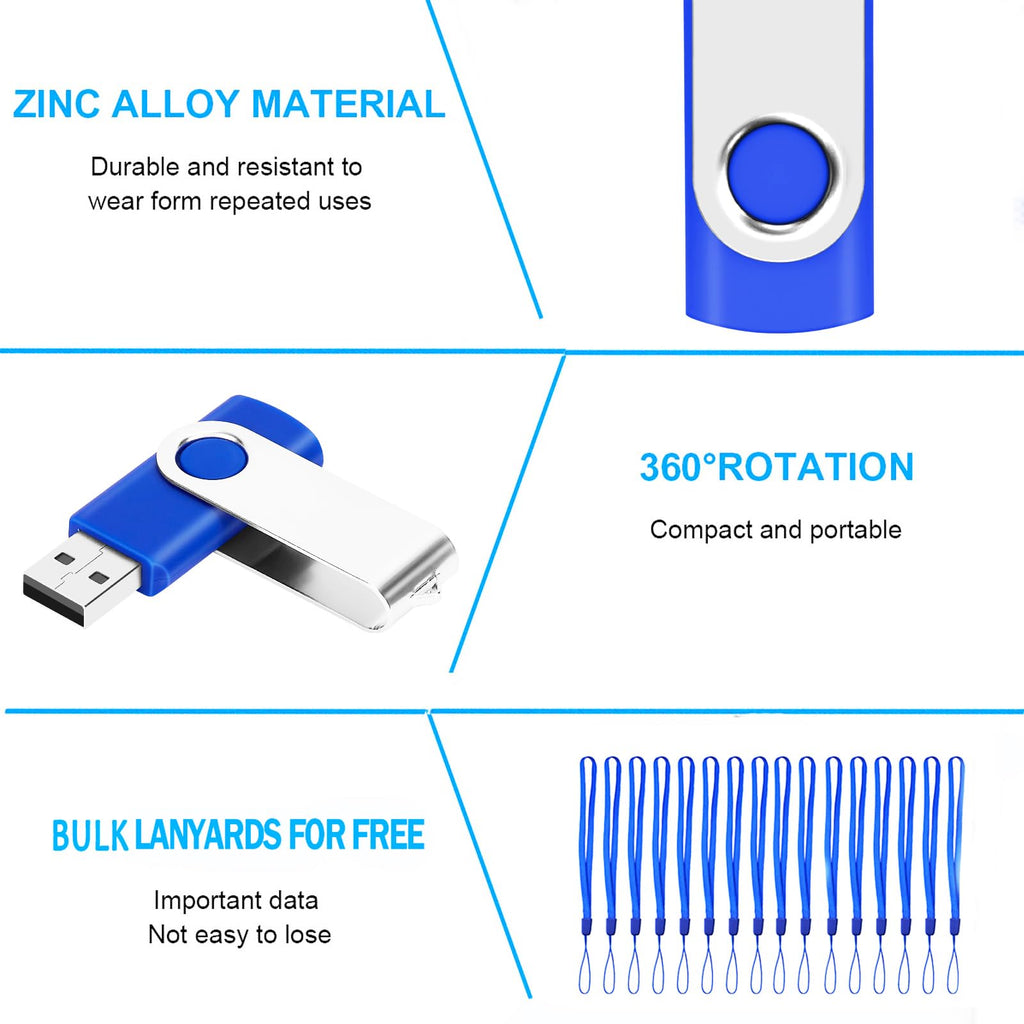 50-Pack of 1GB USB Flash Drive Bulk EASTBULL FAT32 Thumb Drives Pack (Blue)