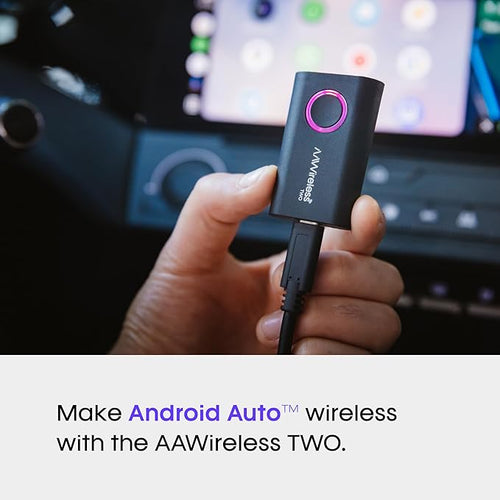 AAWireless Two – Wireless Android Auto Adapter – Convert Factory Wired Android Auto to Wireless – Bluetooth & Wi-Fi Auto Connect – Easy Plug & Play – Multifunction Button – Made in Europe