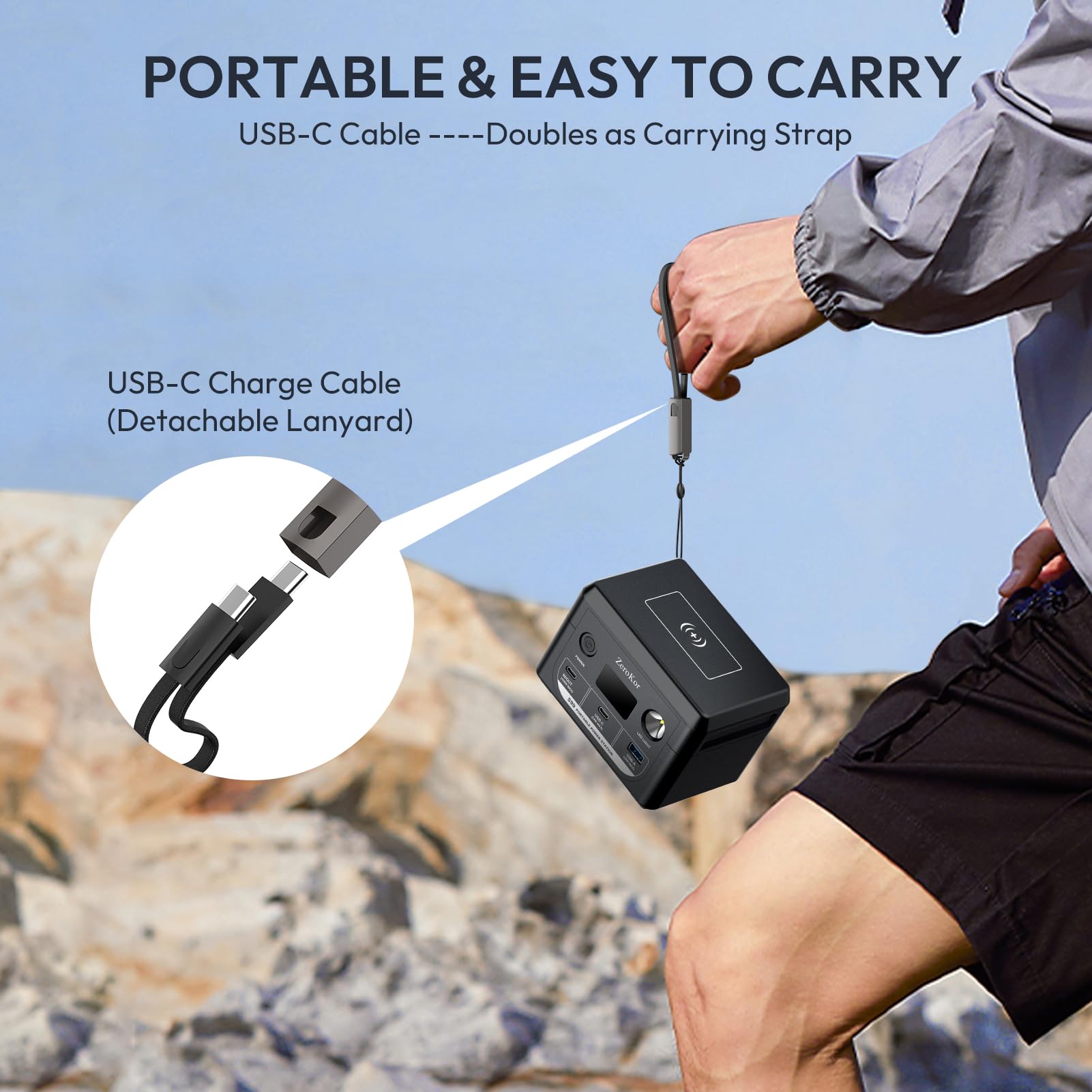 100W Portable Power Station, 96Wh Small Generator 30000mAh LiFePO4 Battery with USB C Fast Charging for Laptop, Outdoor Camping Portable Power bank for RV Home Office Emergency Power Supply