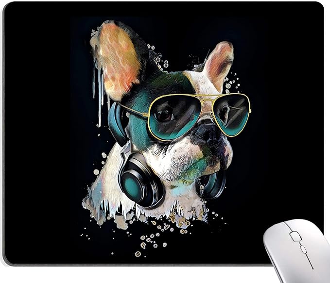 Square Mouse Pad, Colorful Stylish Bulldog Mouse Pad, Mouse Mat Square Waterproof Mouse Pads Non-Slip Rubber Base MousePads for Office Laptop