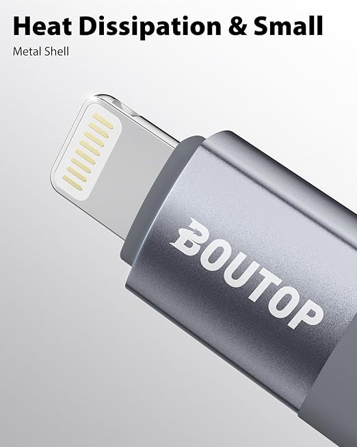 [MFi Certified] USB C to Lightning Adapter Support 36W PD Fast Charging with Anti-Loss Design Compatible with iPhone Gray -2 Pack