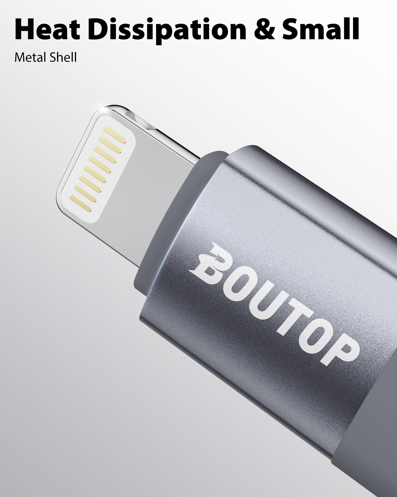 BOUTOP [MFi Certified] USB C to Lightning Adapter, Type C to Lightning Adapter Support 36W PD Fast Charging Compatible with iPhone iPad Gray
