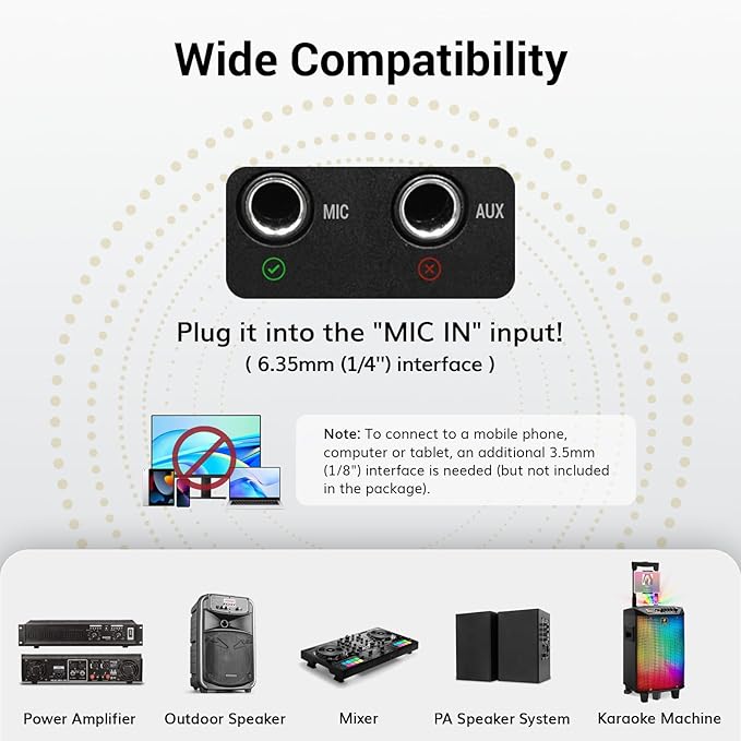 TONOR Wireless Microphones System with 4x10 Channels Cordless Handheld Microfono Inalambrico, UHF Mics with Stable Signal Transmission for Karaoke Singing Party Church Wedding PA Speaker 200ft Red