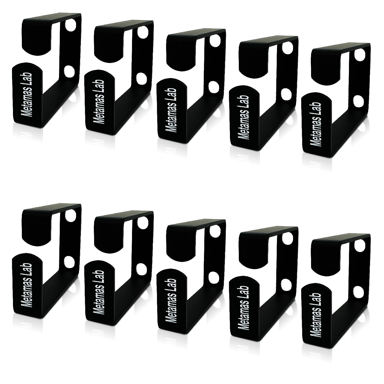 Metamas Lab - 10 Pack Metallic 1U D Ring Cable Manager Ring Network Rack Cable Management Ring Cable Management Hook for Network Patch Cables, Fiber Optic, Power Cords - Made in Taiwan
