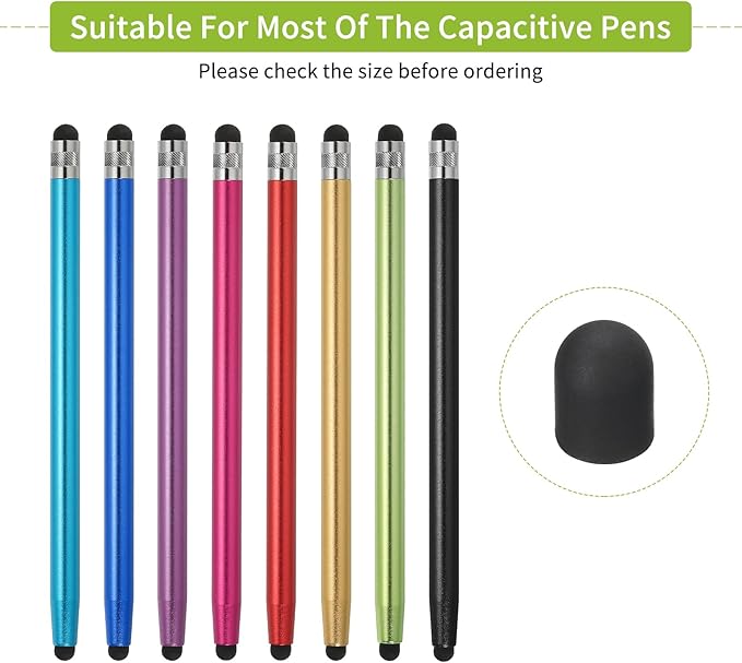 MECCANIXITY 20Pcs Replacement Stylus Pen Tips 5.5mm Conductive Capacitive Touch Screen Pens Tips Silicone Rubber, Black