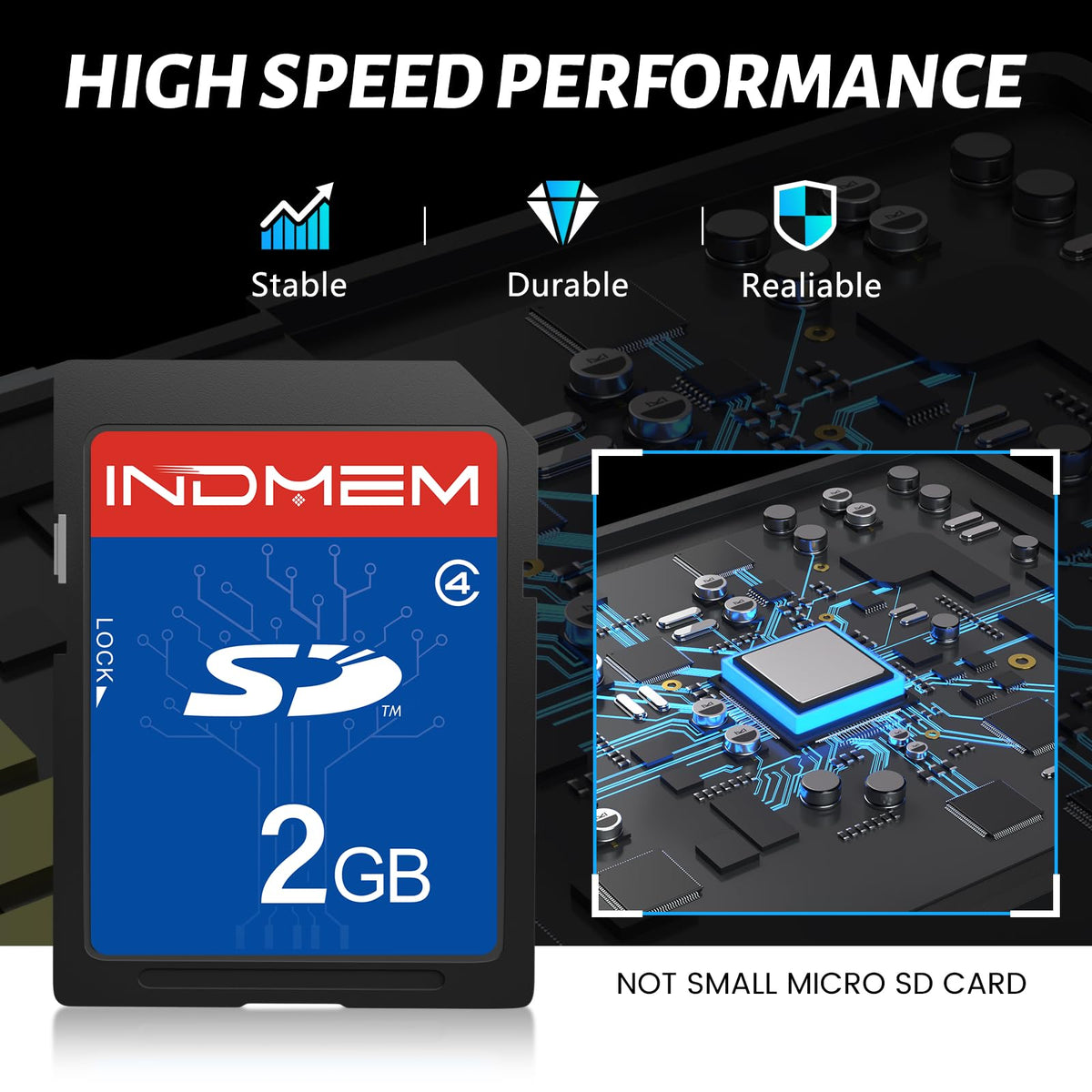 INDMEM 2GB SD Card, 10 Packs Class 4 2GB Flash Memory Card MLC Standard Secure Digital Cards Camera Card