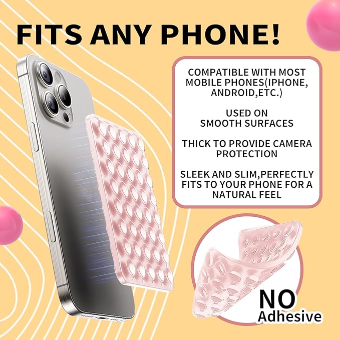 Double Sided Octo Buddy Suction Cup Phone Mount - Silicone Sticky Phone Grip with Higher Suction Power for Effortless Hands-Free Selfies & Videos, Octo Buddies Suction Phone case Suction Grip（pink）