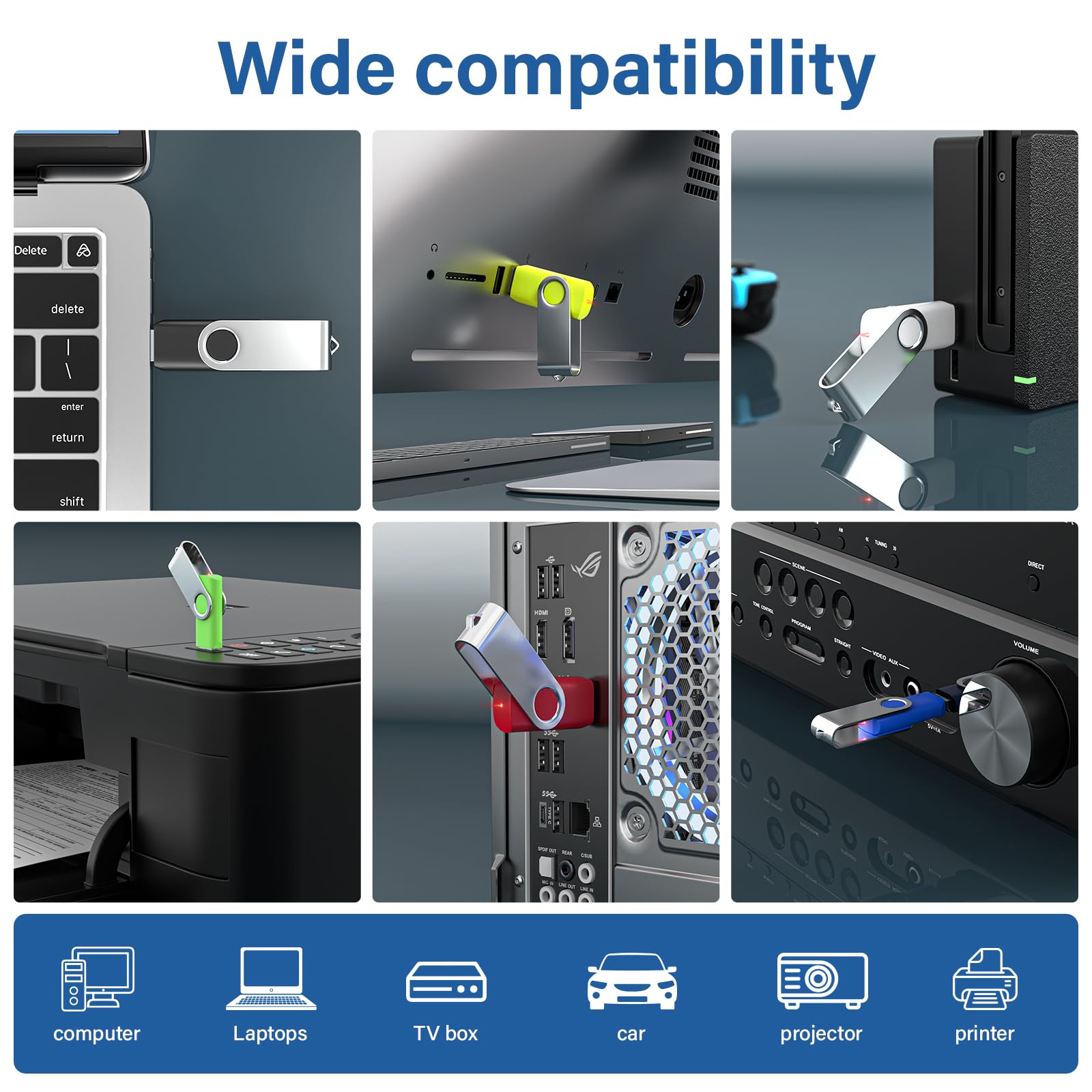 16GB Flash Drive 10 Pack, Wooolken USB 2.0 Thumb Drives Memory Stick