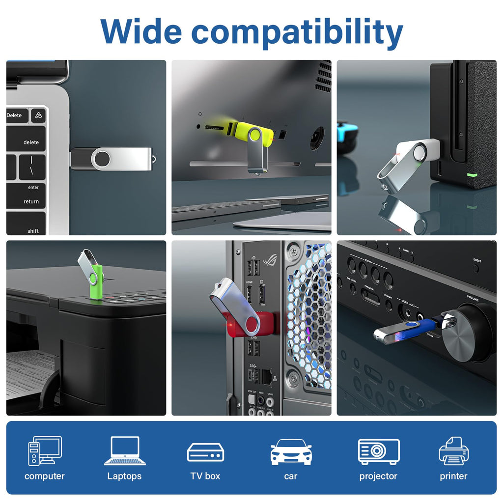 32GB Flash Drive 10 Pack, Wooolken USB 2.0 Thumb Drives Memory Stick