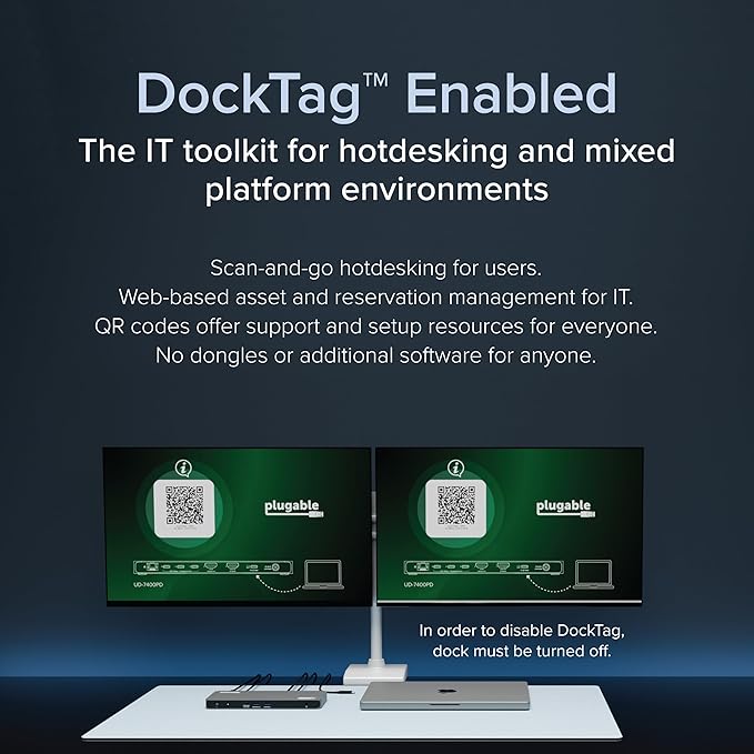 Plugable USB C Docking Station 5 Monitors, 140W DisplayLink Dock Connects up to Five 4K Displays for MacBook Windows Thunderbolt 4 Laptops, 2x HDMI, 3x USBC 2.5Gbps Ethernet, Driver Required UD-7400PD