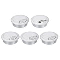 uxcell 5 Pcs 53mm (2.09 Inch) Desk Grommet, Plastic Cable Hole Cover, Wire Cord Cable Organizer for Home Office Computer Desk Cabinet, Silver