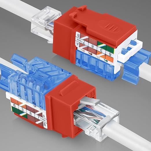 Everest 45° Angled RJ45 Cat5e Keystone Jacks 50-Pack in Orange - Slim Profile Female RJ45 Connectors - Cat 5e Keystone Jack - Compatible with 45° Angled Speed Termination Tool - 45Term (B0BL3GS7ZY)