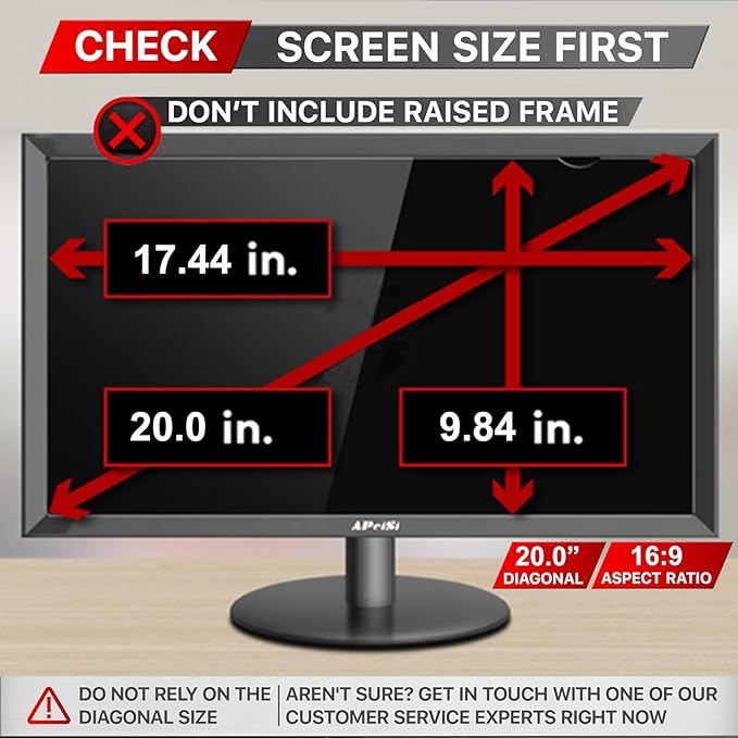 20 Inch Privacy Screen Filter for Widescreen 16:9 Monitor | Privacy Shield | Anti-Glare | Anti-Blue light Protector | Eye Protection | Computer Security Private Filter