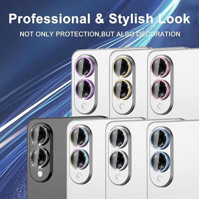 for Samsung Galaxy S25 Edge Camera Lens Protector, Individual Metal Ring Tempered Glass Lens Cover, [Strong Adsorption] Scratch Resistant Ultra-Thin HD Clear Lens Cover, 1 Set-Gold Sparkly