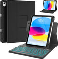 BLUTLOTUS Keyboard Case for iPad 10th Generation 2022 10.9 inch,360° Rotatable Keyboard Case with Pencil Holder, 7 Color Backlit Detachable Bluetooth Keyboard,Smart Folio Tablet Cover (Black)