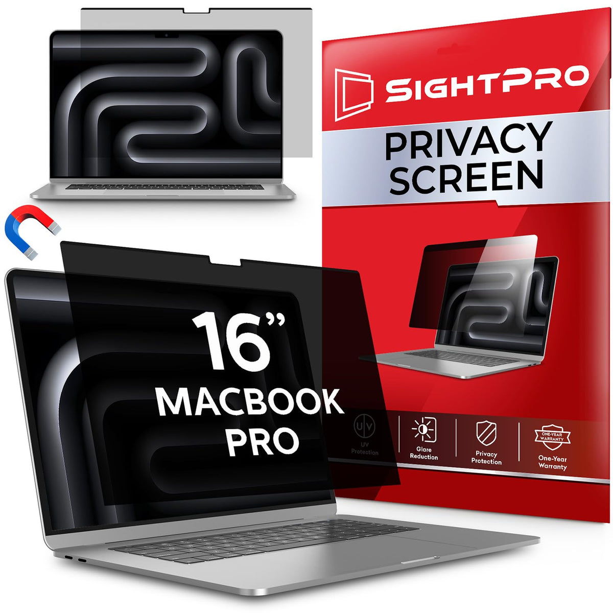 SightPro Magnetic Laptop Privacy Screen 13.3 Inch 16:9 - Patented Removable Laptop Privacy Filter Shield and Protector