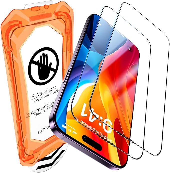 UniqueMe for iPhone 14 Pro Screen Protector - [Military Grade Shatterproof & 9H+ Hardness] Screen Protector 14 Pro Tempered Glass Full Coverage Protection, Easy Installation, 2 Packs