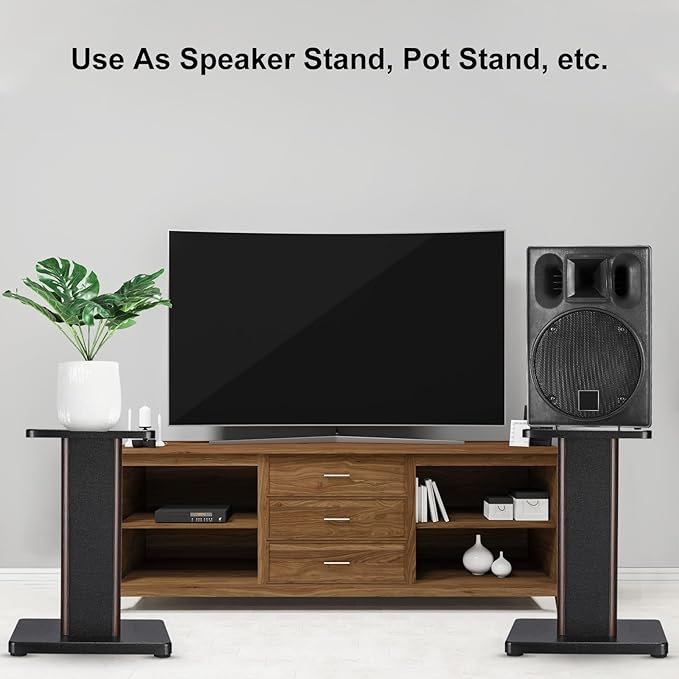 MECCANIXITY Wood Speaker Stands, 2 Pack 19.7 Inch (50cm) Universal Speaker Stand Hollowed Bases Enhanced Audio Listening for Home Theaters Cinema