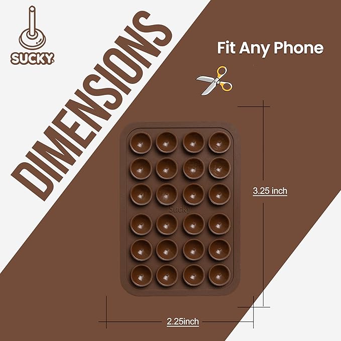 SUCKY Silicone Suction Phone Case Adhesive Mount - Anti-Slip Holder, Hands-Free Fidget Toy, Phone Accessory for iPhone and Android - Sticky Grip for Selfies, Videos, and Tiktok - Mocha Brown
