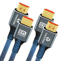 8K 4K HDMI Cable 10FT 2 Pack, High Speed Braided HDMI to HDMI 2.1 Cord Supports 8K@60Hz, 4K@120Hz 144Hz 48Gbps Compatible with Roku TV/PS5/HDTV/Blu-ray