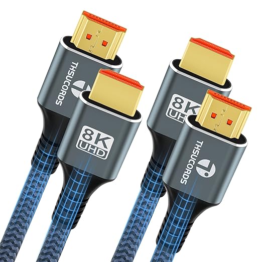 8K 4K HDMI Cable 10FT 2 Pack, High Speed Braided HDMI to HDMI 2.1 Cord Supports 8K@60Hz, 4K@120Hz 144Hz 48Gbps Compatible with Roku TV/PS5/HDTV/Blu-ray