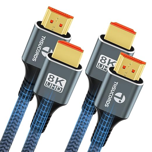 8K 4K HDMI Cable 6.6FT, High Speed Braided HDMI to HDMI 2.1 Cord Supports 8K@60Hz, 4K@120Hz 144Hz 48Gbps Compatible with Roku TV/PS5/HDTV/Blu-ray