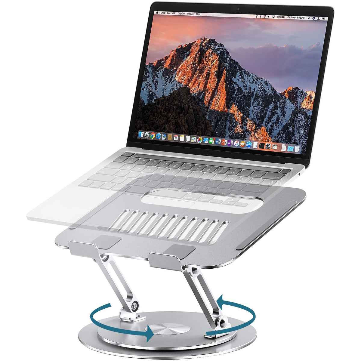 Lifelong 360° Rotating Adjustable Laptop Stand, Foldable Riser, Silver