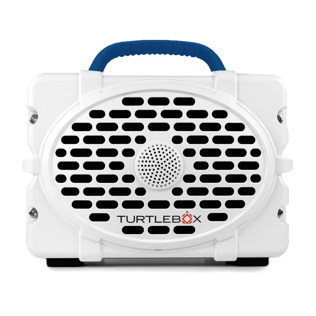 Turtlebox Original Gen 3 Outdoor Bluetooth Speaker, White/Royal Blue
