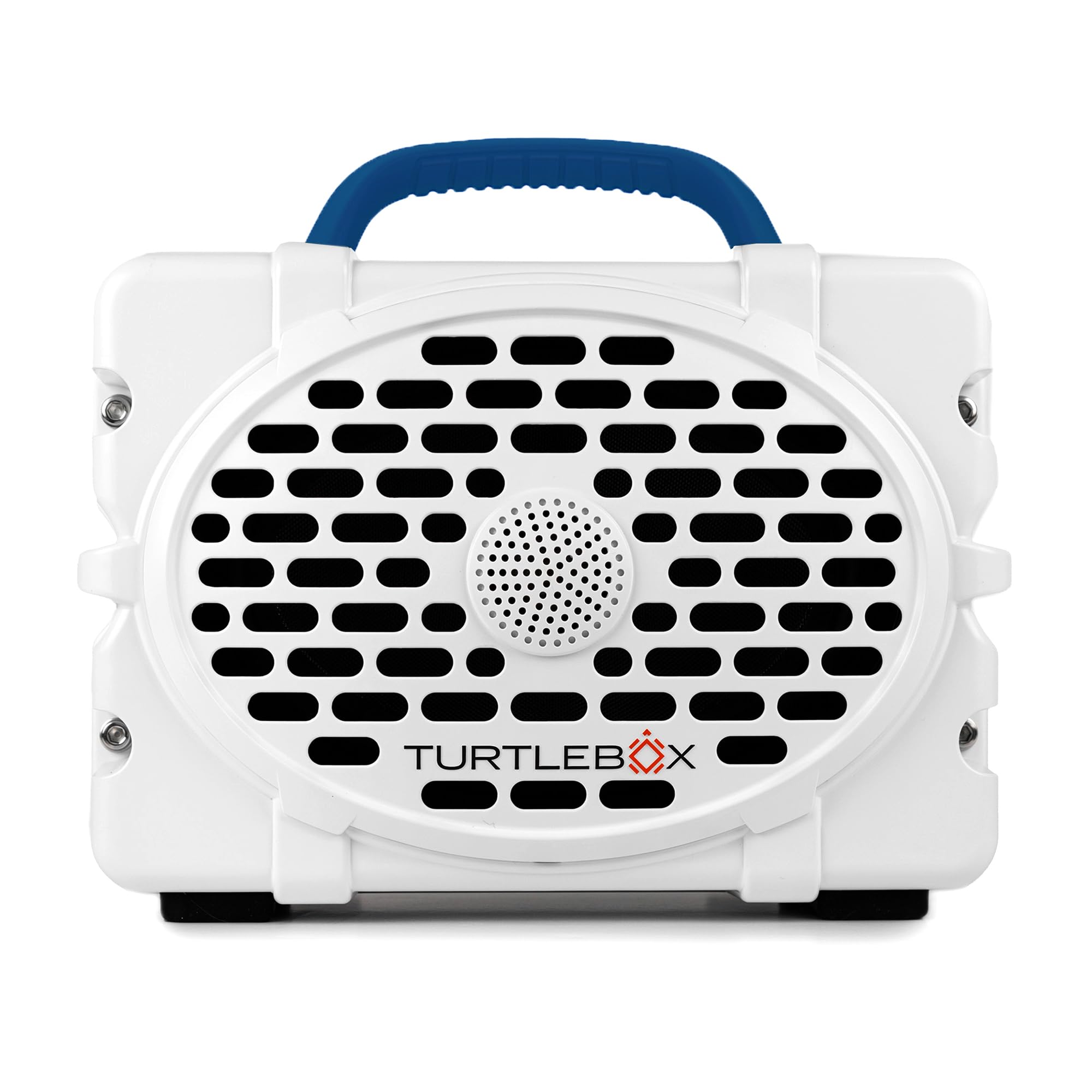 Turtlebox Original Gen 3 Outdoor Bluetooth Speaker, White/Royal Blue