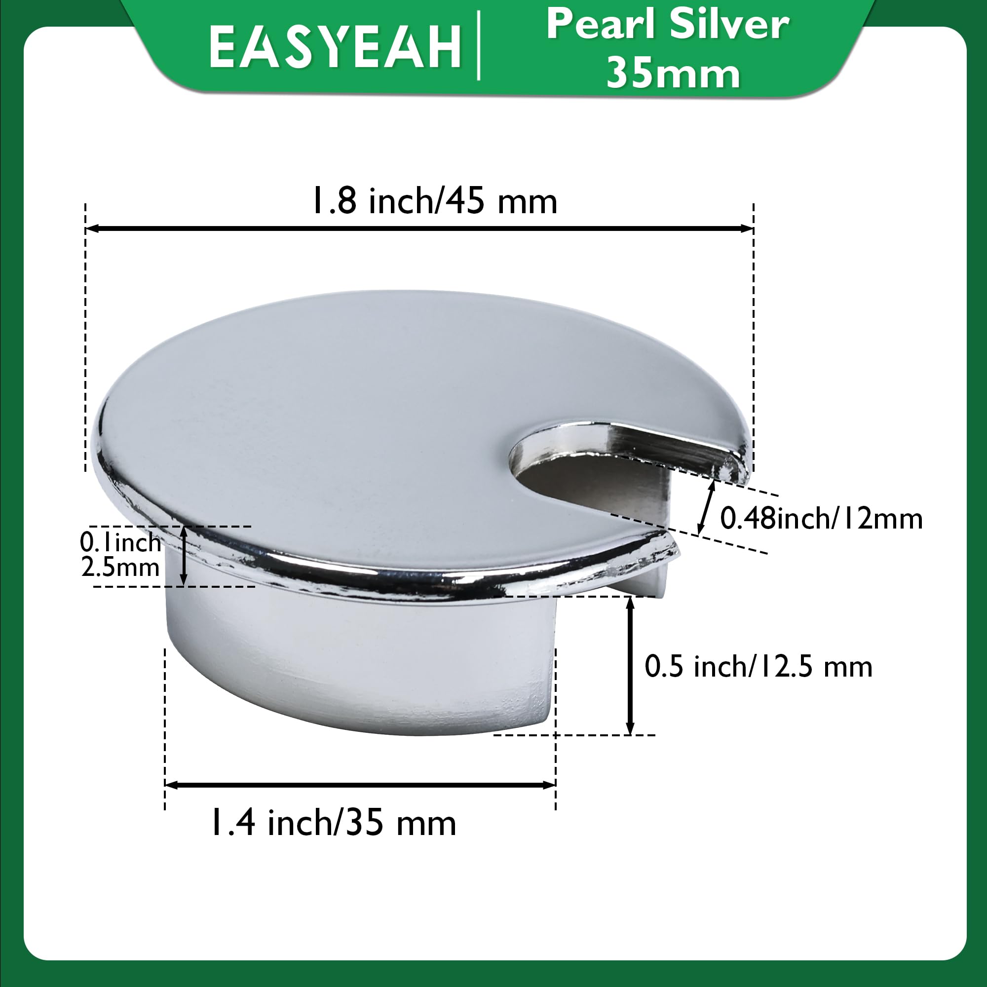 EASYEAH 2 Pcs Desk Grommet 1-3/8" / 35 mm, Zinc Alloy Desk Cord Hole Cover