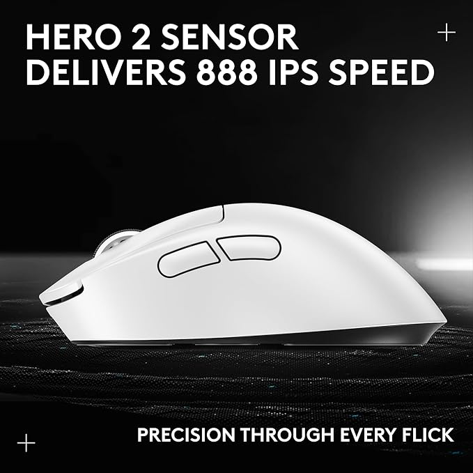 Logitech G PRO X Superlight 2 DEX Wireless Gaming Mouse, 60g pro-Grade Right-Handed Mouse with 5 programmable Buttons, USB-C Charging, 44k DPI Sensor, up to 8 kHz Polling for PC/Mac - White