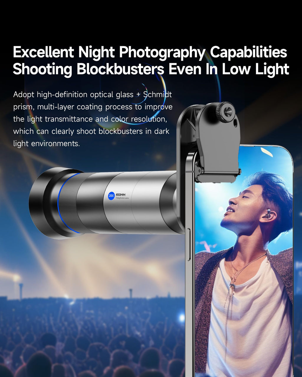 MARTVSEN Phone Camera 28X HD Telephoto Lens, Night Filming Artifact, Long Distance/Portraits/Macro Photography, for Most iPhone 16 15 14 13 12 11 Samsung Smartphone
