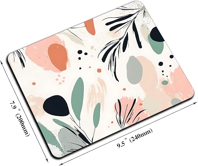 Mouse Pad, Cute Aesthetics Art Boho Mouse Pads for Desk, 9.5" x 7.9" Non-Slip Rubber Base Computer Mousepad with Women, Portable Square Design for Wireless Mouse and Pad Laptop Office & Travel
