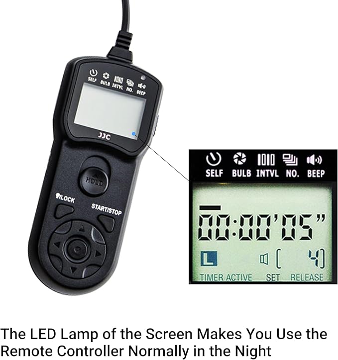 JJC Intervalometer Timer Remote Shutter Release Time Laspe for Fuji Fujifilm X-T5 X-T4 X-T3 X-T30 II X-T20 X-T10 X-H2 X-H2S X100VI X100V X100F X100T GFX100SII GFX100 GFX 50R 50S X-PRO3 X-T100 & More