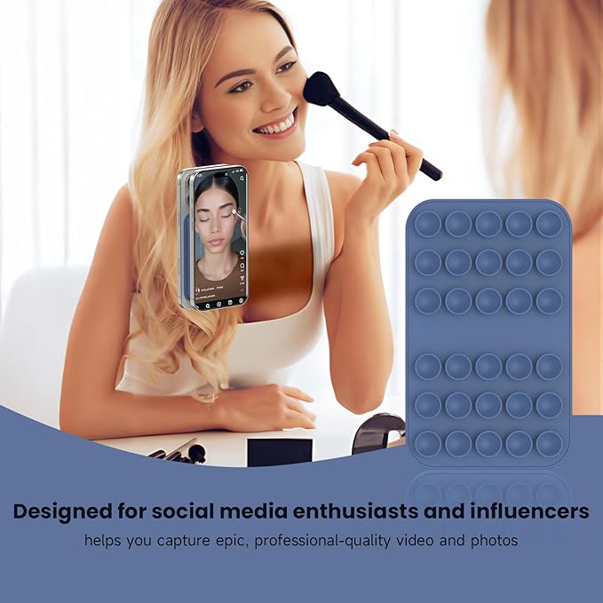 Patented Magnetic Sticky Phone Suction Grip Mount for MagSafe Case,Magnet Silicone Portable Stand Holder for iPhone 16/15/14/13/12 Series and Android, Hands-Free Selfies and Videos,Deep Blue
