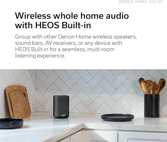 Denon Home 150 NV Wireless Speaker (Black), 1" Tweeter, 3.5" Woofer, Home Speaker with HEOS Built-in, AirPlay 2, and Bluetooth, Multi-Room Streaming, Simple Setup, Compact Design