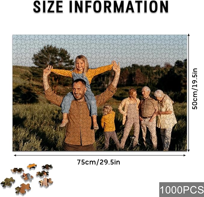 Custom Puzzle, Personalized Puzzle for Photos, Customized Puzzle 120/200/300/500/1000/1500 Pieces for Family, Christmas, Pet, Birthday, Wedding Gift