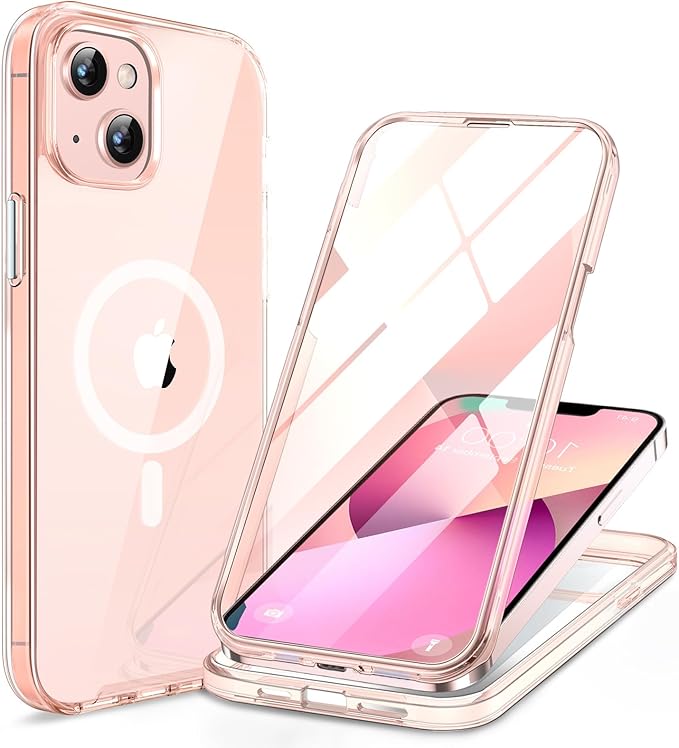 Miracase for iPhone 13 mini Case 5.4",Full-Body Protection,Clear Bumper Case with Built-in 9H Tempered Glass Screen Protector,Military-Grade Drop Protection Outdoor Phone Case for 13 mini,Dark Blue