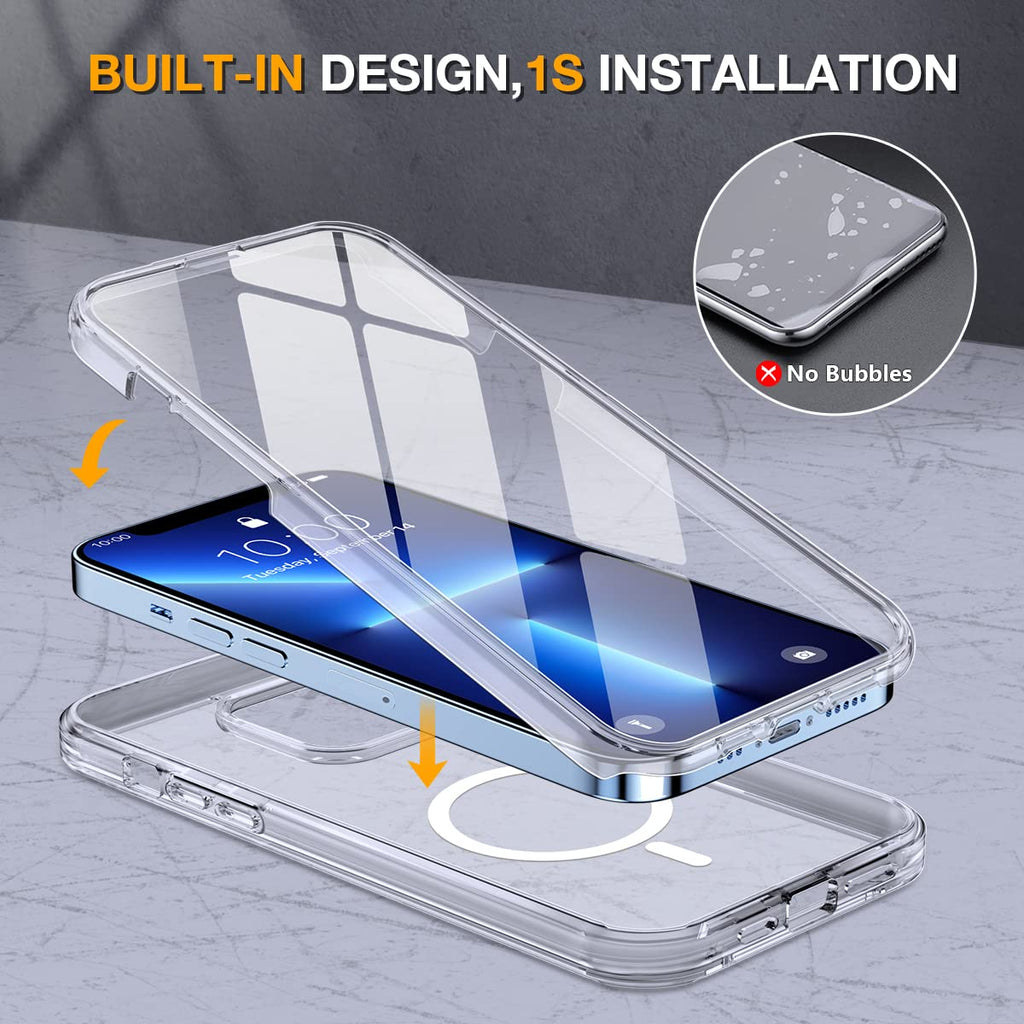 Miracase for iPhone 13 Pro Case 6.1",Full-Body Protection,Clear Bumper Case with Built-in 9H Tempered Glass Screen Protector,Military-Grade Drop Protection Outdoor Phone Case for iPhone 13 Pro,Clear