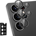for Samsung Galaxy S25 Ultra Camera Lens Protector, Individual Metal Ring Tempered Glass Lens Cover, [Strong Adsorption] Scratch Resistant Ultra-Thin HD Clear Lens Cover, 1 Set-Black