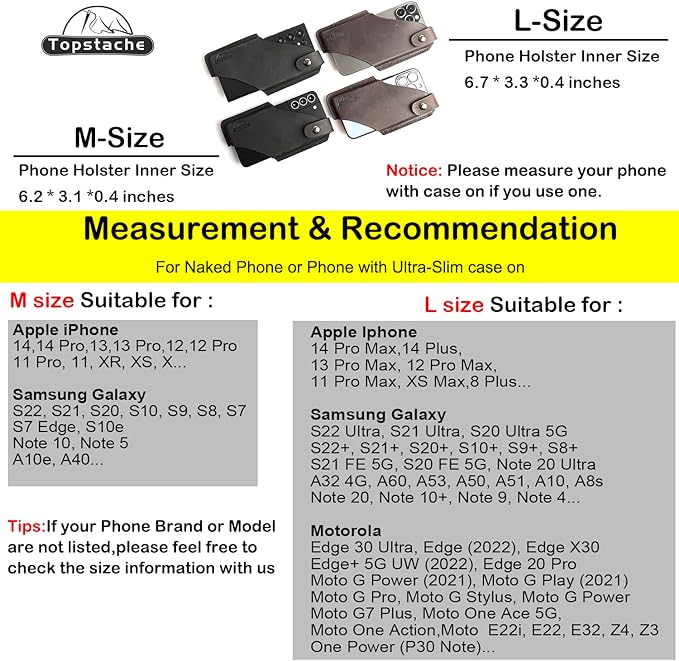 Topstache Leather Phone Holster/ Sheath with Belt Clip Loop, Magnetic Closure,Cell Phone Case/ Pouch for iPhone, Samsung,Darkbrown,Large