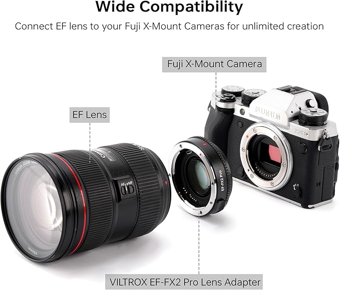 VILTROX EF-FX2 Pro Auto Focus Lens Adapter 0.71x Focal Reducer Speed Booster Adapter Compatible with Canon EF Mount Lens to Fuji X-Mount Camera X-T3 X-T2 X-T20 X-T10 X-T100 X-PRO 2 X-E3 X-A20